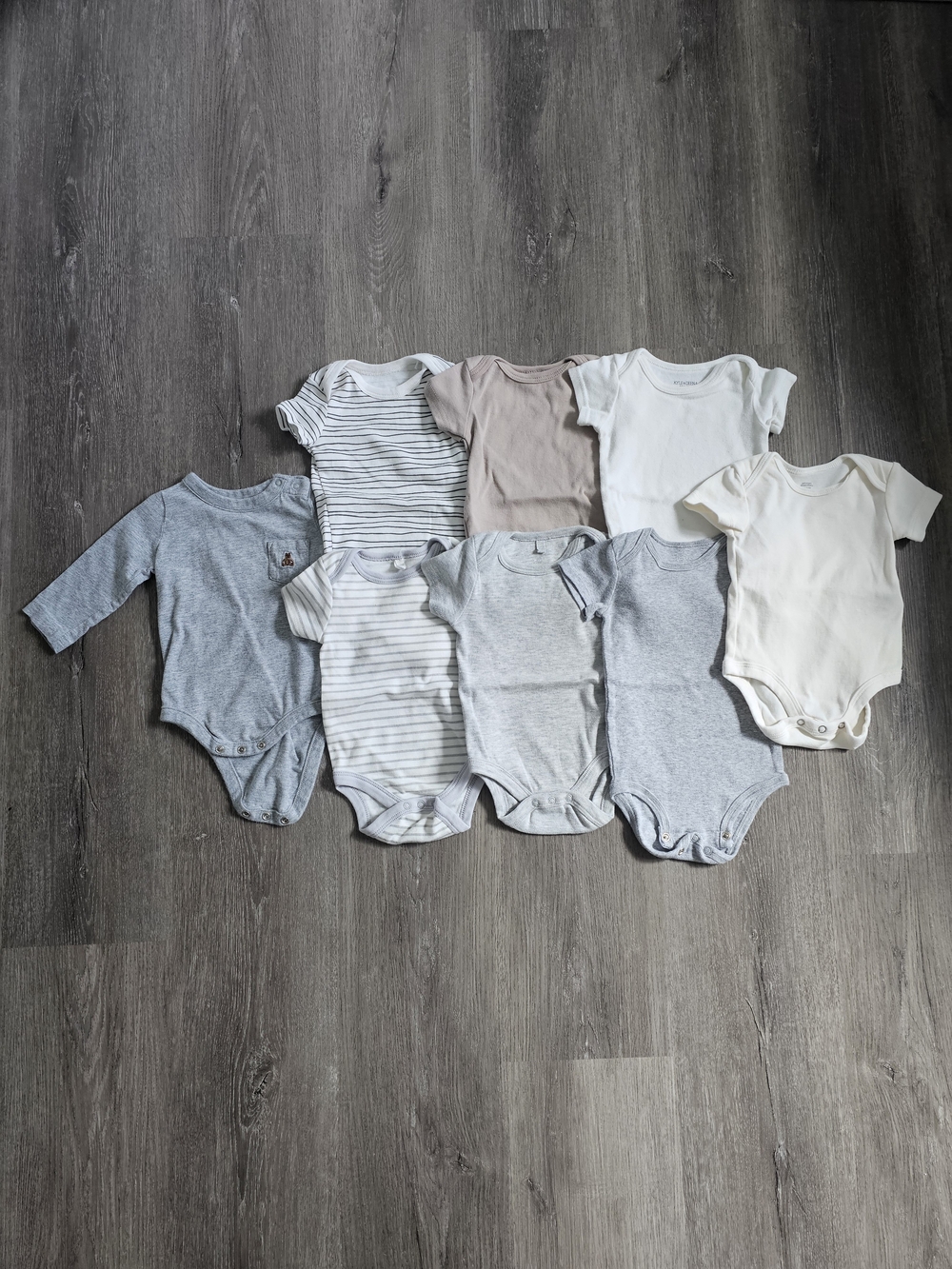 Neutral Baby One-Piece Bodysuits - Soft Gray, Cream & Taupe Set